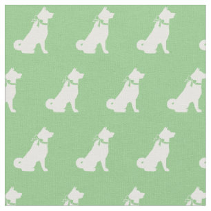 Tela Silueta de perro Akita Mascota Verde Salvia