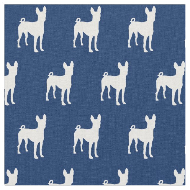 Tela Silueta de perro Basenji azul marino (De cerca)