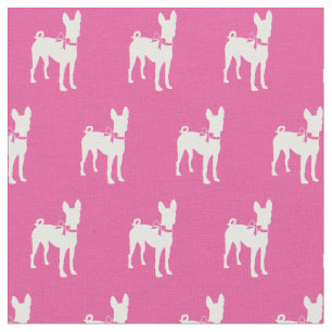Tela Silueta de perro Basenji mascota rosa