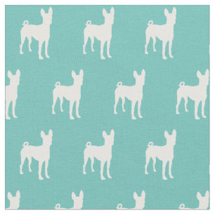 Tela Silueta de perro Basenji mascota turquesa