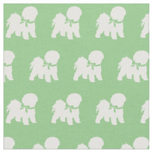 Tela Silueta de perro Bichon Frise Mascota Verde Salvia