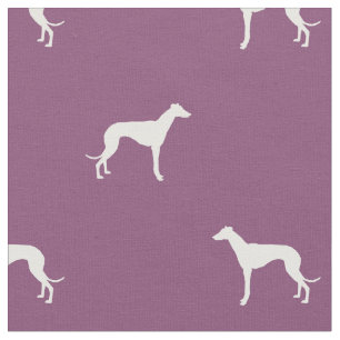 Tela silueta de perro blanco morado