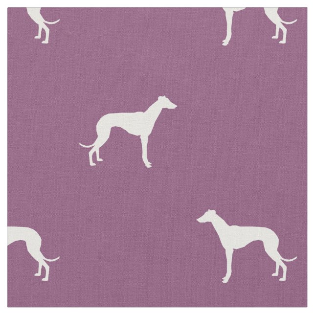 Tela silueta de perro blanco morado (De cerca)