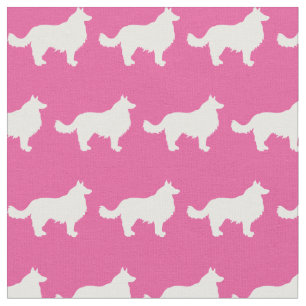 Tela Silueta de perro Border Collie mascota rosa