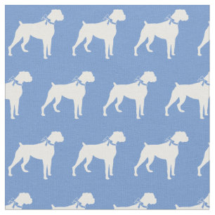 Tela Silueta de Perro Boxer Mascota Azul Claro