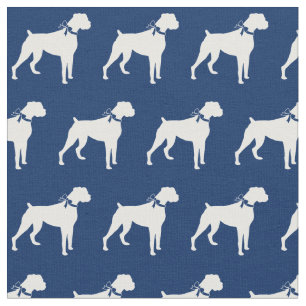 Tela Silueta de perro boxer mascota azul marino