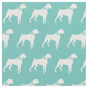 Tela Silueta de perro boxer mascota azul turquesa