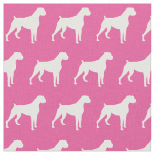 Tela Silueta de Perro Boxer Mascota Rosa