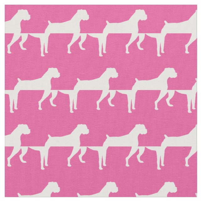 Tela Silueta de Perro Boxer Mascota Rosa (De cerca)