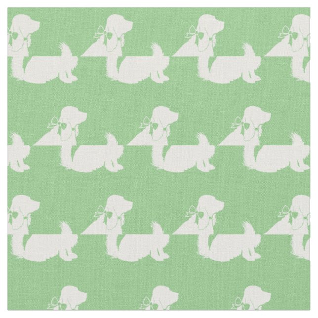 Tela Silueta de perro Cocker Spaniel en verde salvia (De cerca)