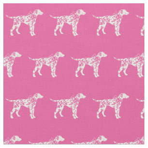 Tela Silueta de perro dálmata mascota rosa