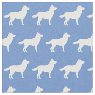 Tela Silueta de perro Husky Siberiano Mascota Azul Clar