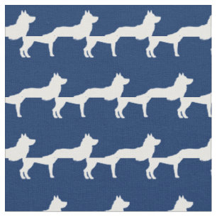 Tela Silueta de perro Husky Siberiano Mascota Azul Mari