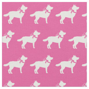 Tela Silueta de perro Husky Siberiano Mascota Rosa