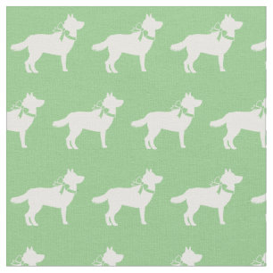 Tela Silueta de perro Husky Siberiano Mascota Verde Sal