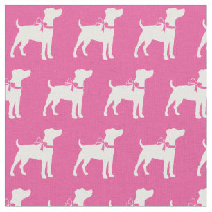 Tela Silueta de perro Jack Russell Terrier mascota rosa