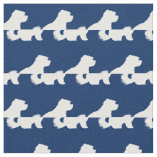 Tela Silueta de perro maltés azul marino