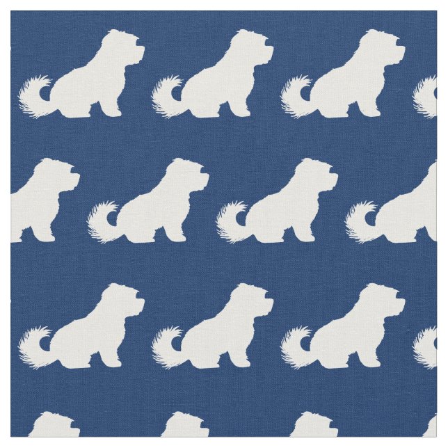 Tela Silueta de perro maltés azul marino (De cerca)