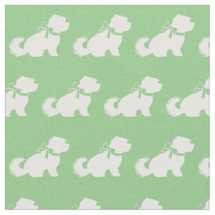 Tela Silueta de perro maltés mascota verde salvia