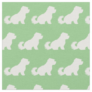 Tela Silueta de perro maltés mascota verde salvia