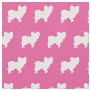 Tela Silueta de perro Papillon rosa para mascotas