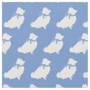 Tela Silueta de perro pomerania Azul Claro
