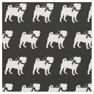 Tela Silueta de perro Pug mascota