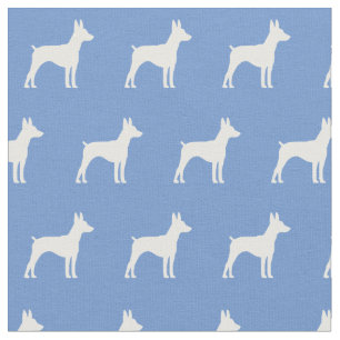 Tela Silueta de perro Rat Terrier Azul Claro