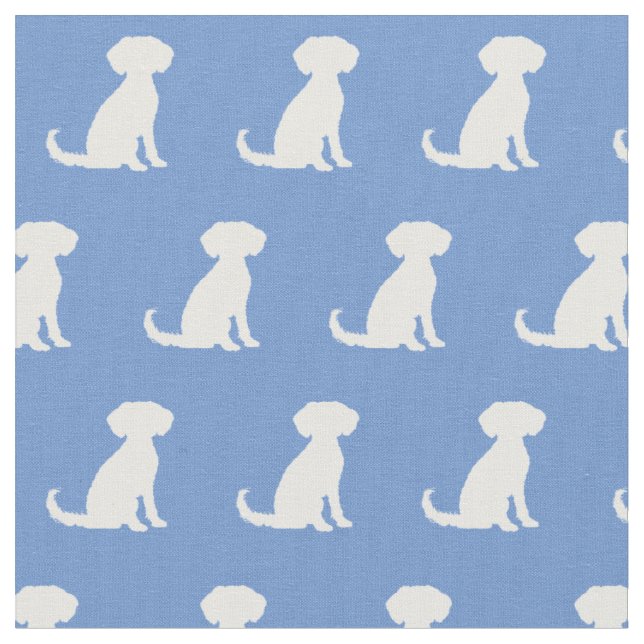Tela Silueta de perro Schnoodle Azul Claro (De cerca)