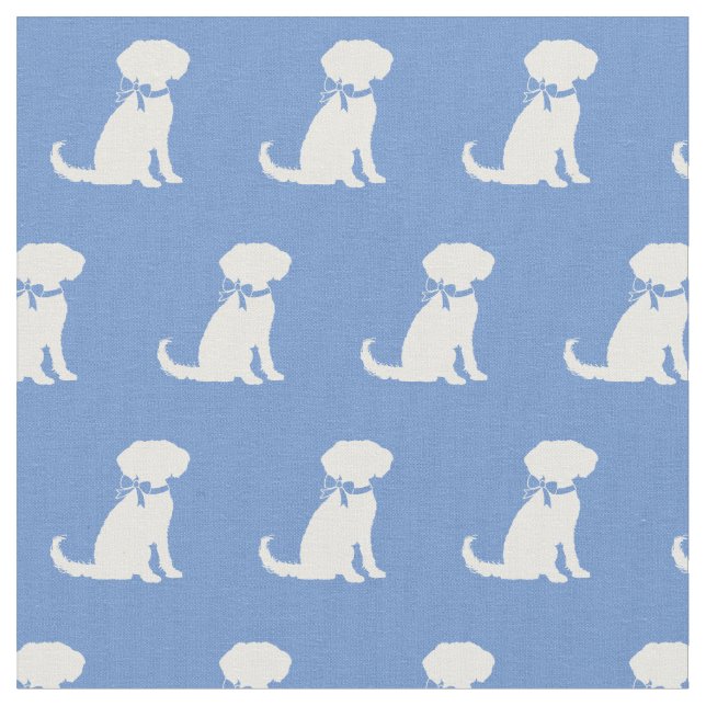 Tela Silueta de perro Schnoodle Azul Claro (De cerca)