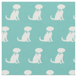 Tela Silueta de perro Schnoodle en Teal