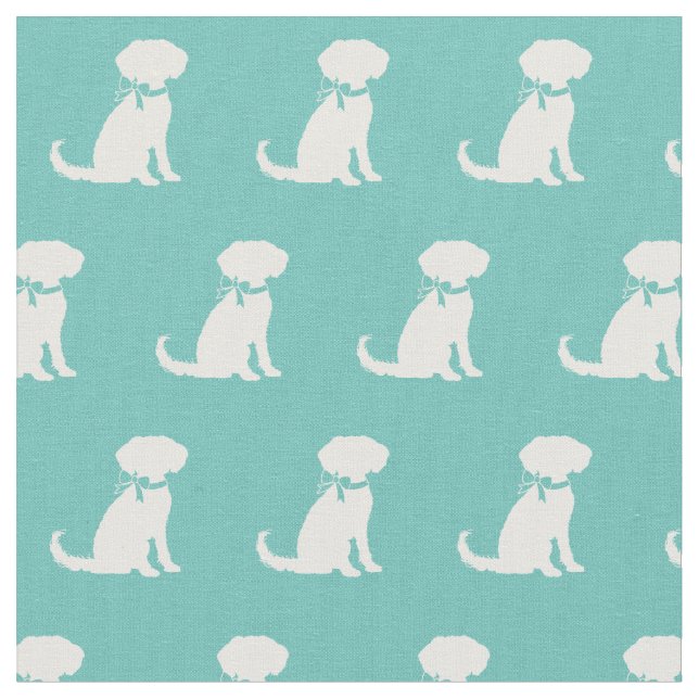 Tela Silueta de perro Schnoodle en Teal (De cerca)