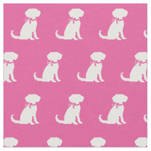 Tela Silueta de perro Schnoodle rosa para mascotas