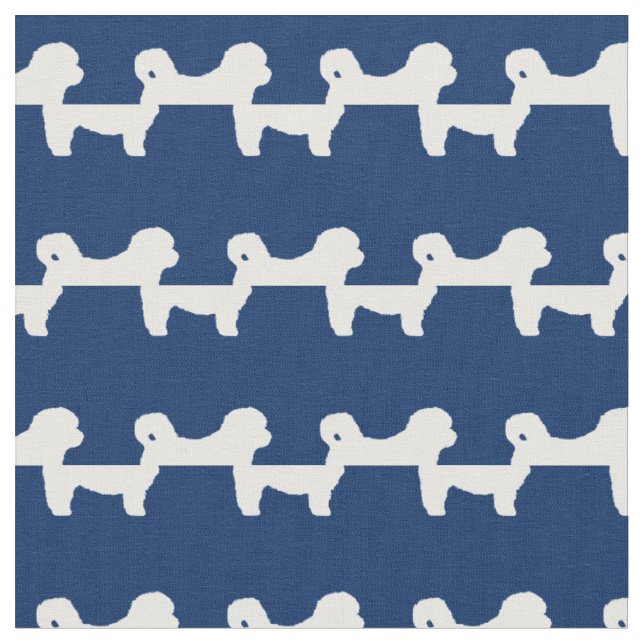 Tela Silueta de perro Shih Tzu azul marino (De cerca)