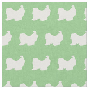 Tela Silueta de perro Shih Tzu en verde salvia