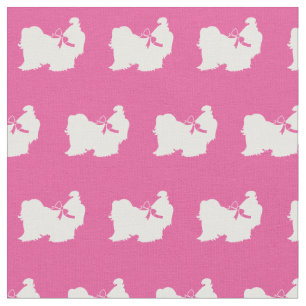 Tela Silueta de perro Shih Tzu mascota rosa