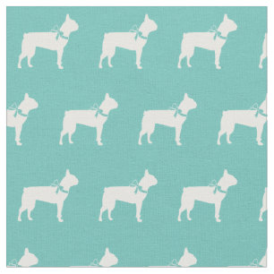 Tela Silueta de perro Terrier de Boston en Teal