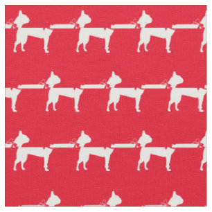 Tela Silueta de perro Terrier de Boston Mascota Rojo