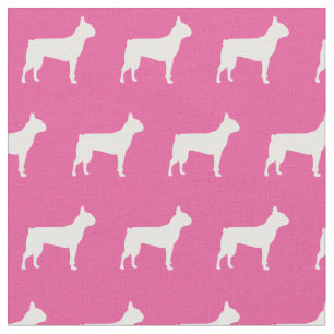 Tela Silueta de perro Terrier de Boston Mascota Rosa