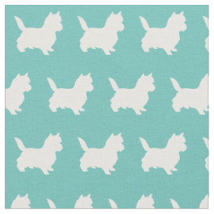 Tela Silueta de perro Terrier de Cairn en Teal