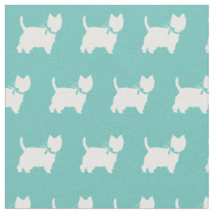 Tela Silueta de perro Terrier de West Highland en teal