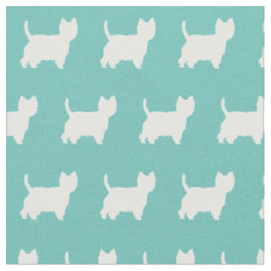 Tela Silueta de perro Terrier de West Highland en Teal