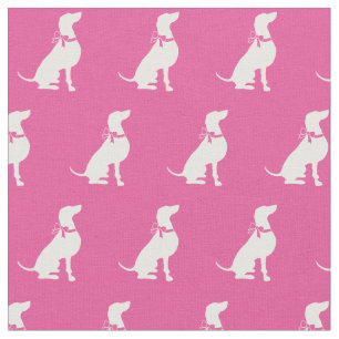 Tela Silueta de perro Weimaraner mascota rosa