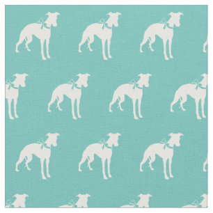 Tela Silueta de perro Whippet mascota azul verde