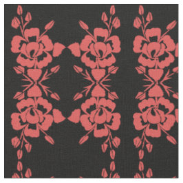 Tela Silueta de Rosa Roja Pequeño Diseño en Algodón