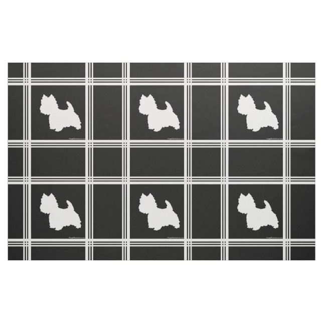 Tela Silueta de Westie sobre negro ("Cuarto gordo" (fat quarter))