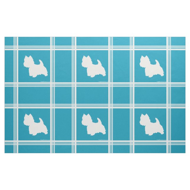 Tela Silueta de Westie sobre turquesa ("Cuarto gordo" (fat quarter))