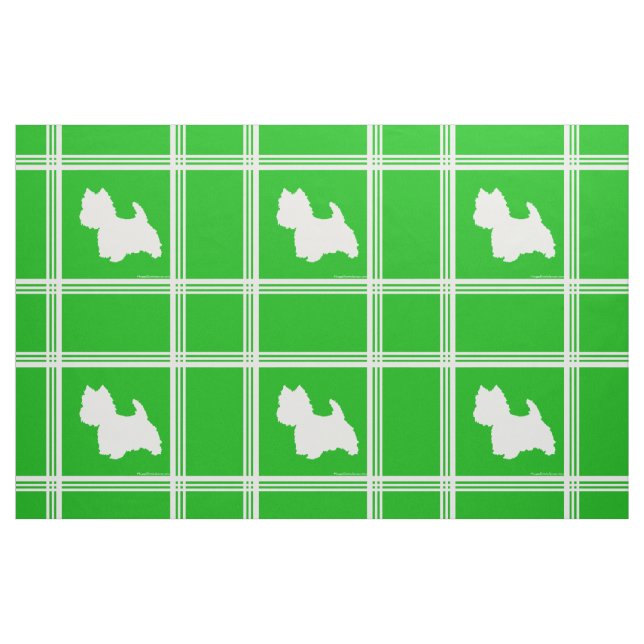 Tela Silueta de Westie sobre verde ("Cuarto gordo" (fat quarter))