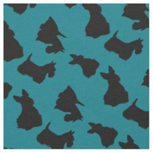 Tela silueta negra de Terrier escocés, zazzle azul