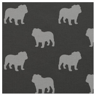 Tela Siluetas Bulldog patrón gris y negro Perros